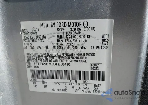 2011 Ford F-150 Xlt from USA, damaged, VIN 1FTEX1CM5BFB88410
